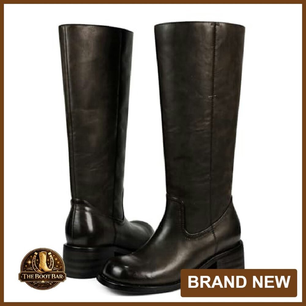 Women's Knee High Boots Square Toe Chunky Block Heel Comfortable Low Heel - Picture 6 of 8